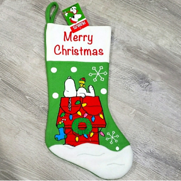 Peanuts Felted Christmas Stocking Snoopy Woodstock - Picture 1 of 2